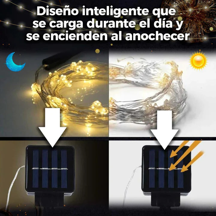LUCES LED SOLARES PARA EXTERIORES 10m - (PAGO CONTRAENTREGA)