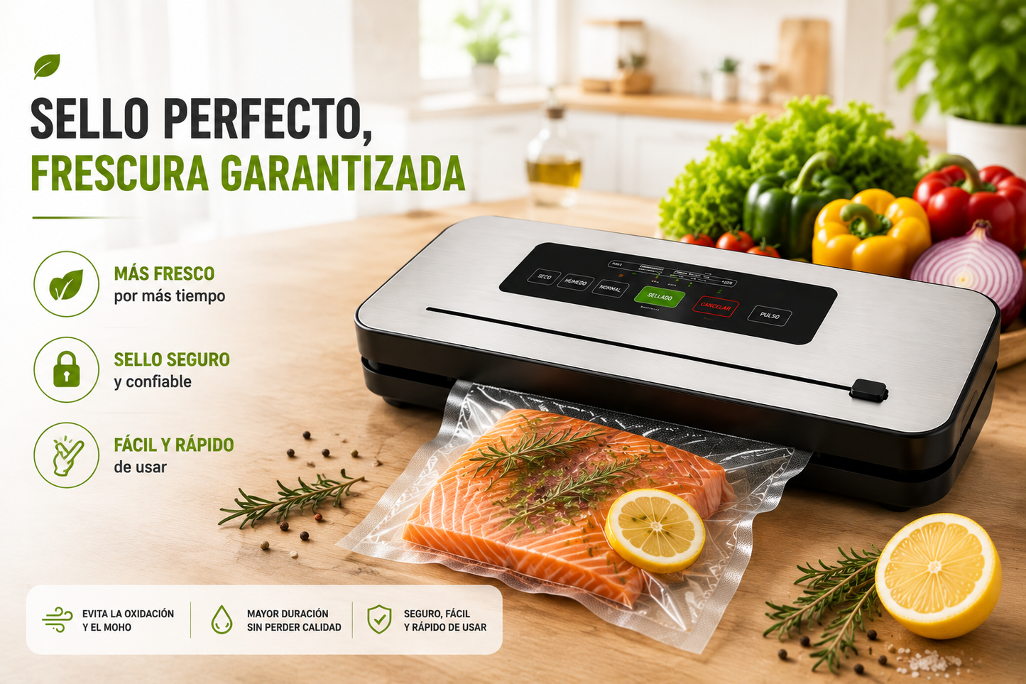 Sellador Al Vacio Multifuncional + 10 Bolsas