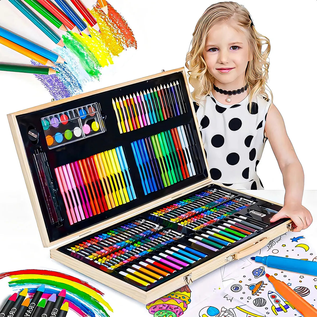Maletín de Arte 180 Piezas – El Kit Completo que Todo Niño Amará