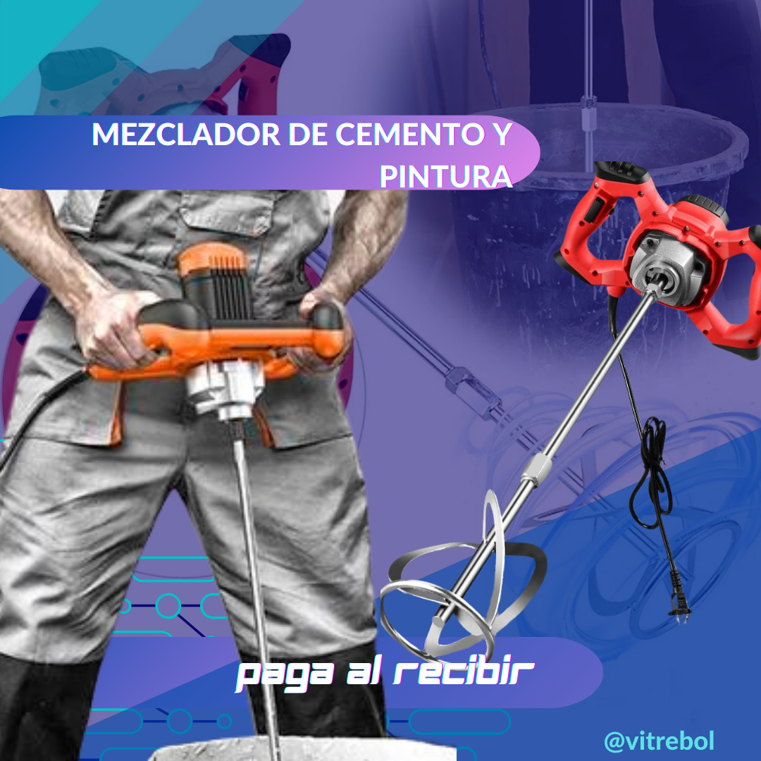 MEZCLADOR 1500 watts - para Cemento -Pintura -Hormigón -Barro- lechada.