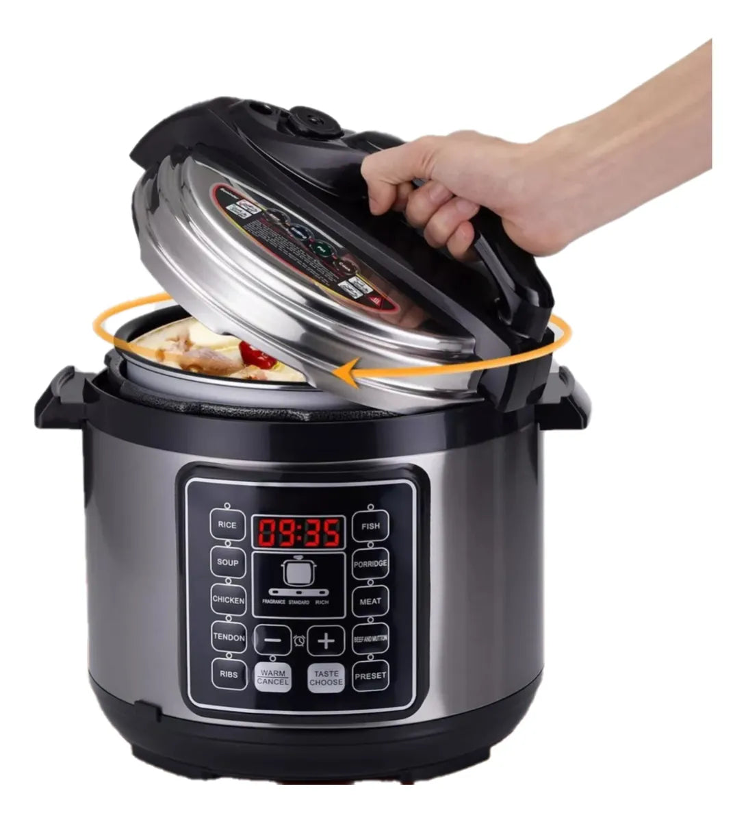 Olla a Presión Eléctrica 6L – Cocina Rápido y Fácil – Comidas Listas en Minutos, Cada Día