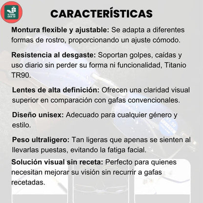 GAFAS MULTIFOCALES INTELIGENTES TR90 CON ZOOM AUTOMATICO, PROTECCION DE LUZ AZUL Y AMARILLA.
