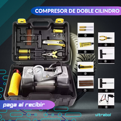 Compresor Aire Doble Cilindro 12v  4x4