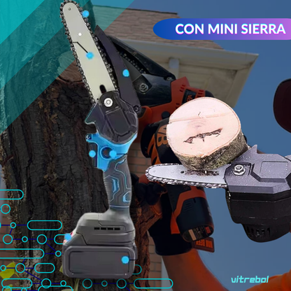Kit de 6 Herramientas 98v - Taladro, llave de impacto, esmeril angular, rotomartillo, mini sierra y sierra circular