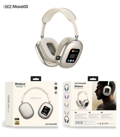 Akz Max600 Auriculares Inalámbricos Over-Ear con Pantalla Digital