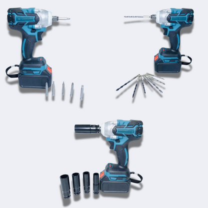 Llave Taladro de Impacto Inalambrico doble batería de 48v + Accesorios