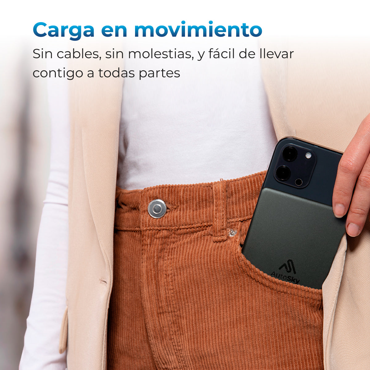 Batería Portátil Magnética Inalámbrica 2x1  – Carga Segura sin Cables – Energía Confiable