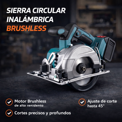 Sierra Circular Inalámbrica con 2 Baterías + 5 Discos