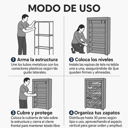 Zapatero Vertical 10 Niveles – Ahorra Espacio y Mantén Tu Hogar en Orden en Minutos