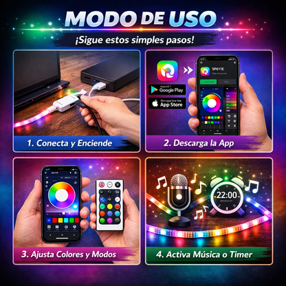 Tira LED RGB Inteligente - Ilumina y Personaliza - Transforma tu hogar en minutos