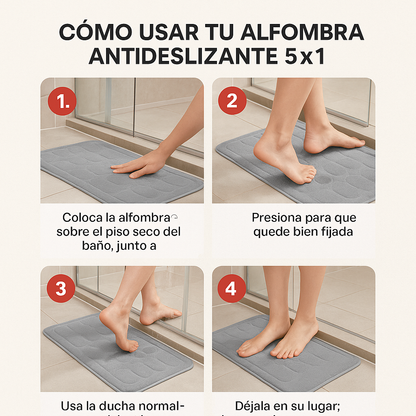 Alfombra Antideslizante 5×1 – Evita Resbalones – Mantén tu Baño Seco y Seguro en 3 Segundos