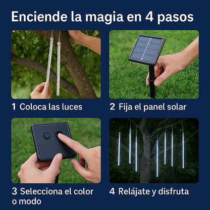 Luz Meteorito Solar – Iluminación decorativa – Crea magia navideña sin enchufes ni consumo eléctrico