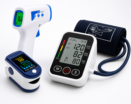 Pack Tensiómetro Digital Brazo Con voz + Saturómetro Y Termómetro Blanco