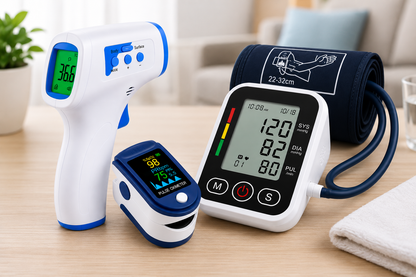 Pack Tensiómetro Digital Brazo Con voz + Saturómetro Y Termómetro Blanco
