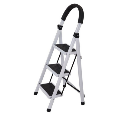Escalera Plegable Piso 3 Peldanos Blanca - Segura y duradera