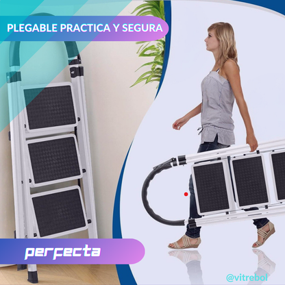 Escalera Plegable Piso 3 Peldanos Blanca - Segura y duradera