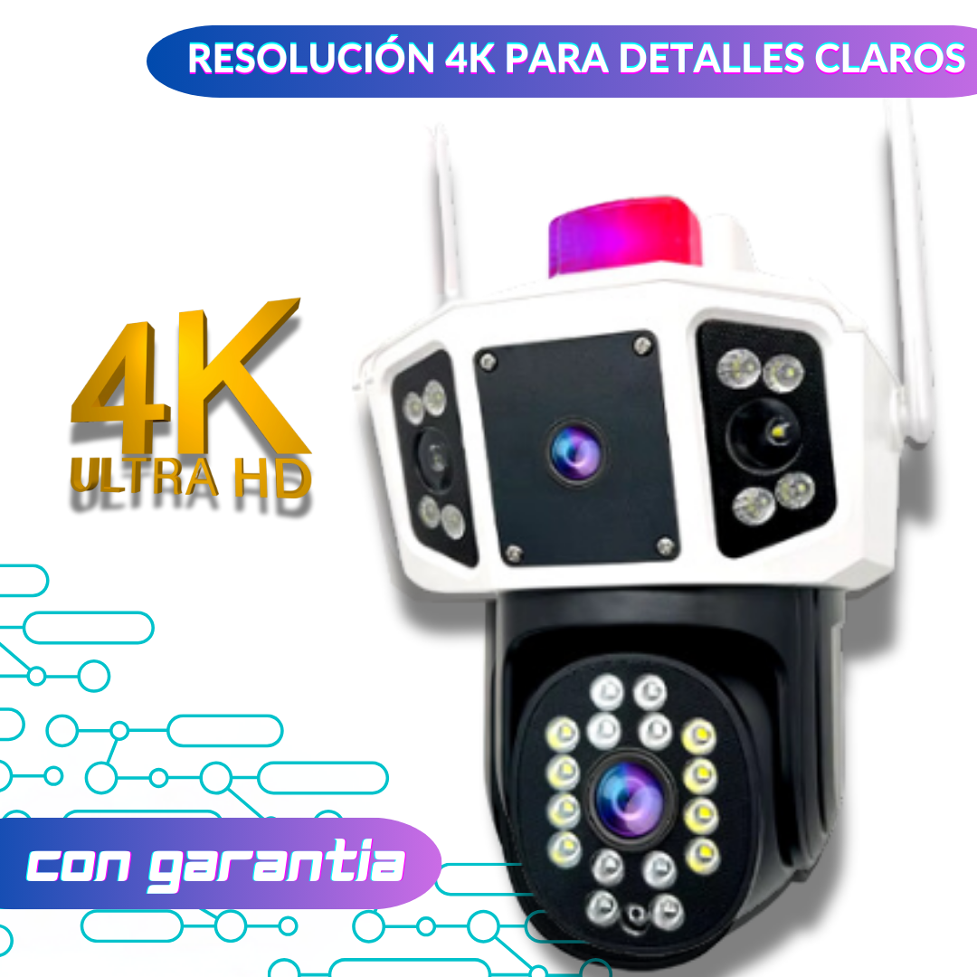 Cámara 3 Pantallas simultáneas - 4K - Alta nitidez, visión nocturna a color.