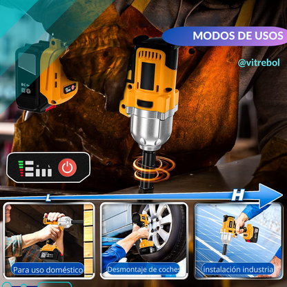 Llave de impacto 98V - 5.0 Ah - Con Convertidor a Taladro, juego de dados y brocas
