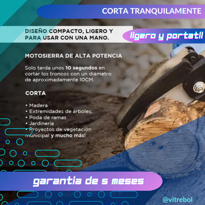 Mini motosierra inalambrica con 2 baterias de 24 vatios