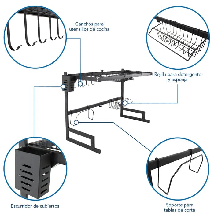 ESCURRIDOR Y ORGANIZADOR DE COCINA ACERO INOXIDABLE 🍽️ | 85cm x 52cm