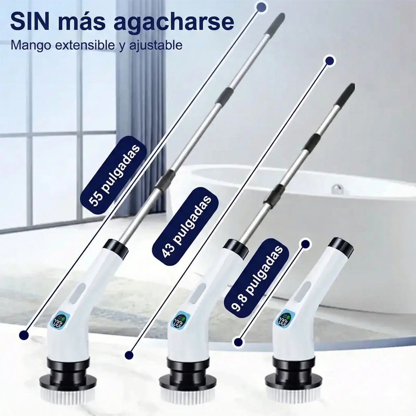 Cepillo de Limpieza Inalámbrico 🔋 – 7 Cabezales Intercambiables 🔄 – Ahorra tiempo ⏱️ en cada limpieza diaria 🧽