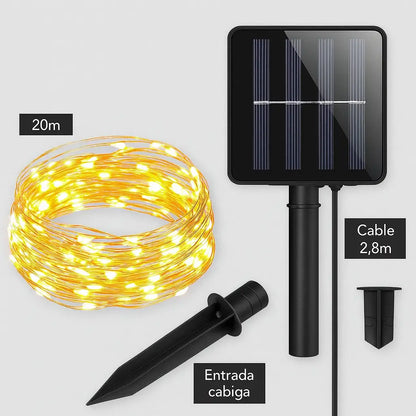 Luz Hada Solar Cálida 🌟  – Decora tu hogar 🏠 – ¡Ilumina Sin Pagar Energía!💡