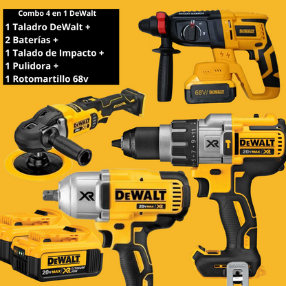 Combo DeWalt 4 en 1 - Taladro de Impacto + Taladro de Precision + Pulidora Inalambrica + Rotomartillo Inalambrico + Dos Baterias 68v PROMOCION CIERRE DE LA TIENDA - ENVÍO GRATIS