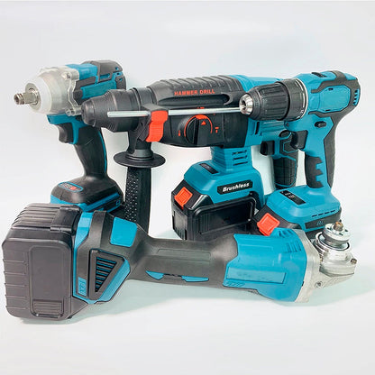 SET PROFESIONAL DE 4 HERRAMIENTAS | LLAVE DE IMPACTO ROTOMARTILLO ESMERIL Y TALADRO