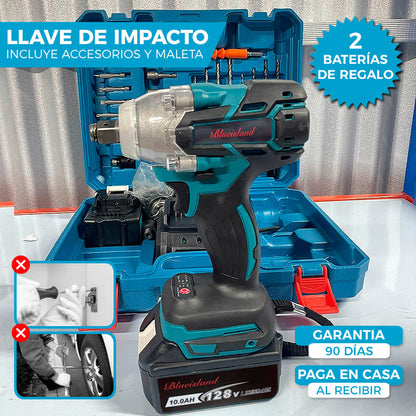 LLAVE DE IMPACTO BLUEISLAND™ 128V | INCLUYE 2 BATERÍAS DE REGALO 🎁
