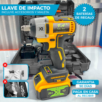 LLAVE DE IMPACTO CON ACCESORIOS | INCLUYE 2 BATERÍAS DE REGALO 28V 🎁