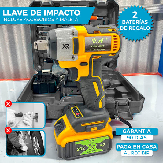 LLAVE DE IMPACTO CON ACCESORIOS | INCLUYE 2 BATERÍAS DE REGALO 28V 🎁