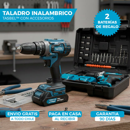 TALADRO TASBEL™ INALÁMBRICO | INCLUYE 2 BATERÍAS DE REGALO 🎁
