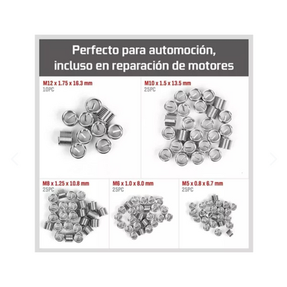 Kit Reparador de Roscas Helicoidales – Restaura Hilos Dañados – Ahorra Cambios Costosos Hoy