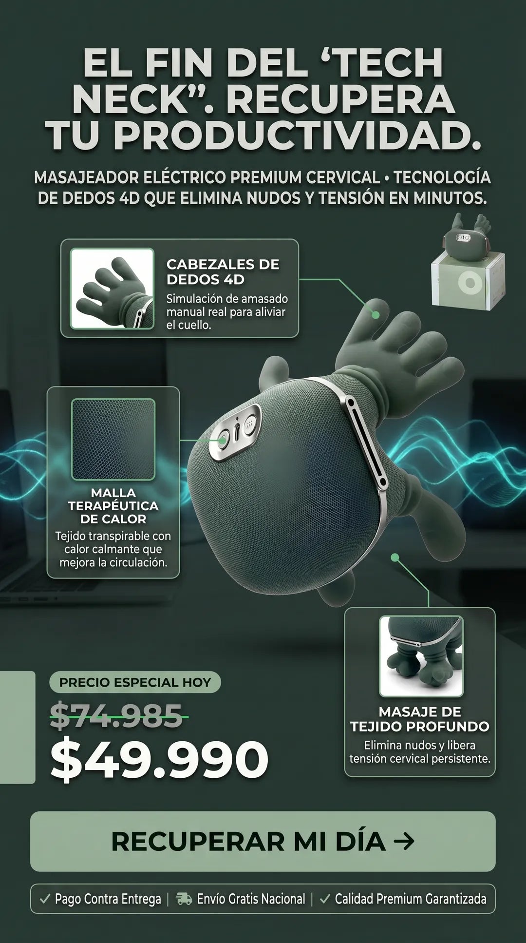 Masajeador Eléctrico Dedos 4D Portátil
