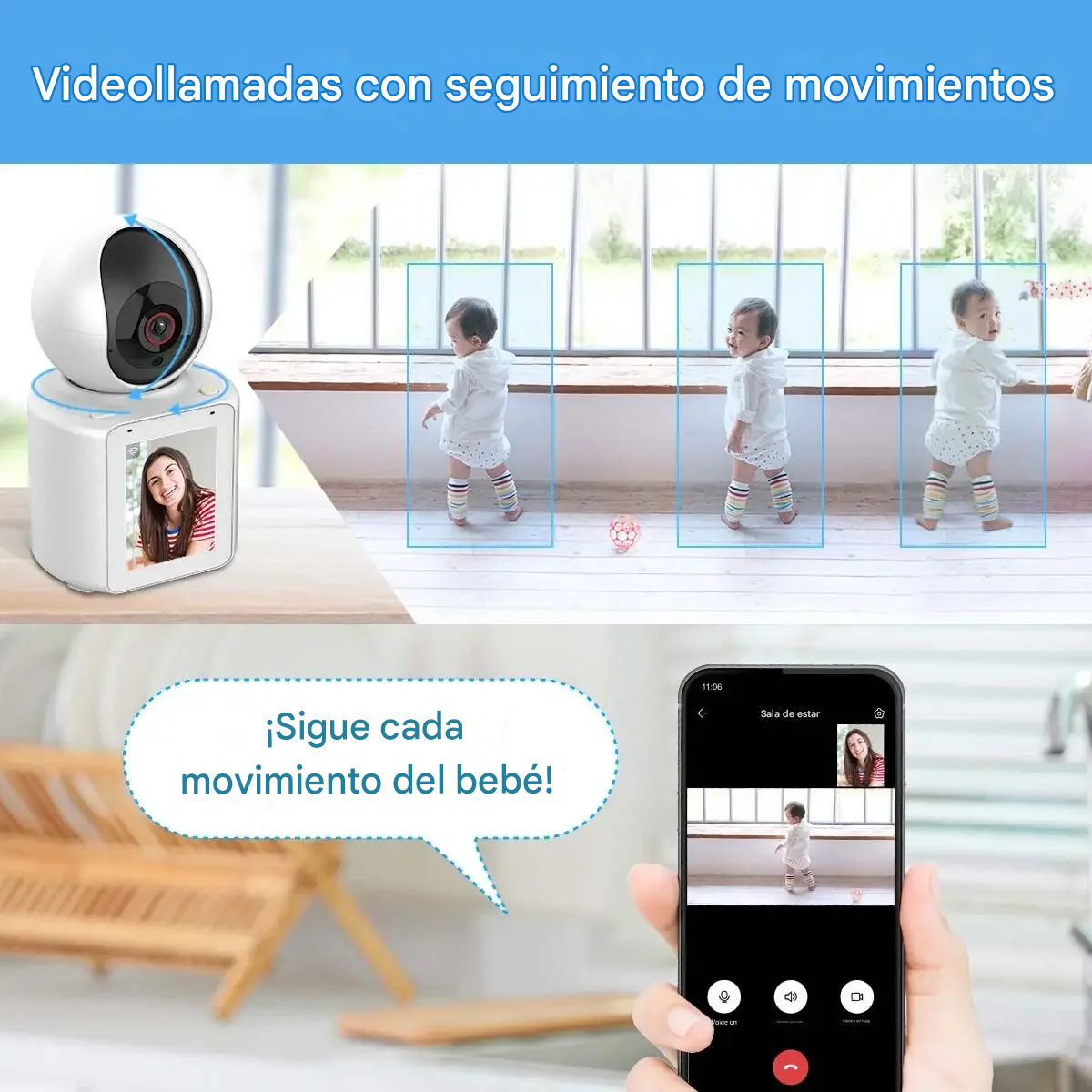 Camara De Seguridad con Videollamada 4k Monitor Bebe